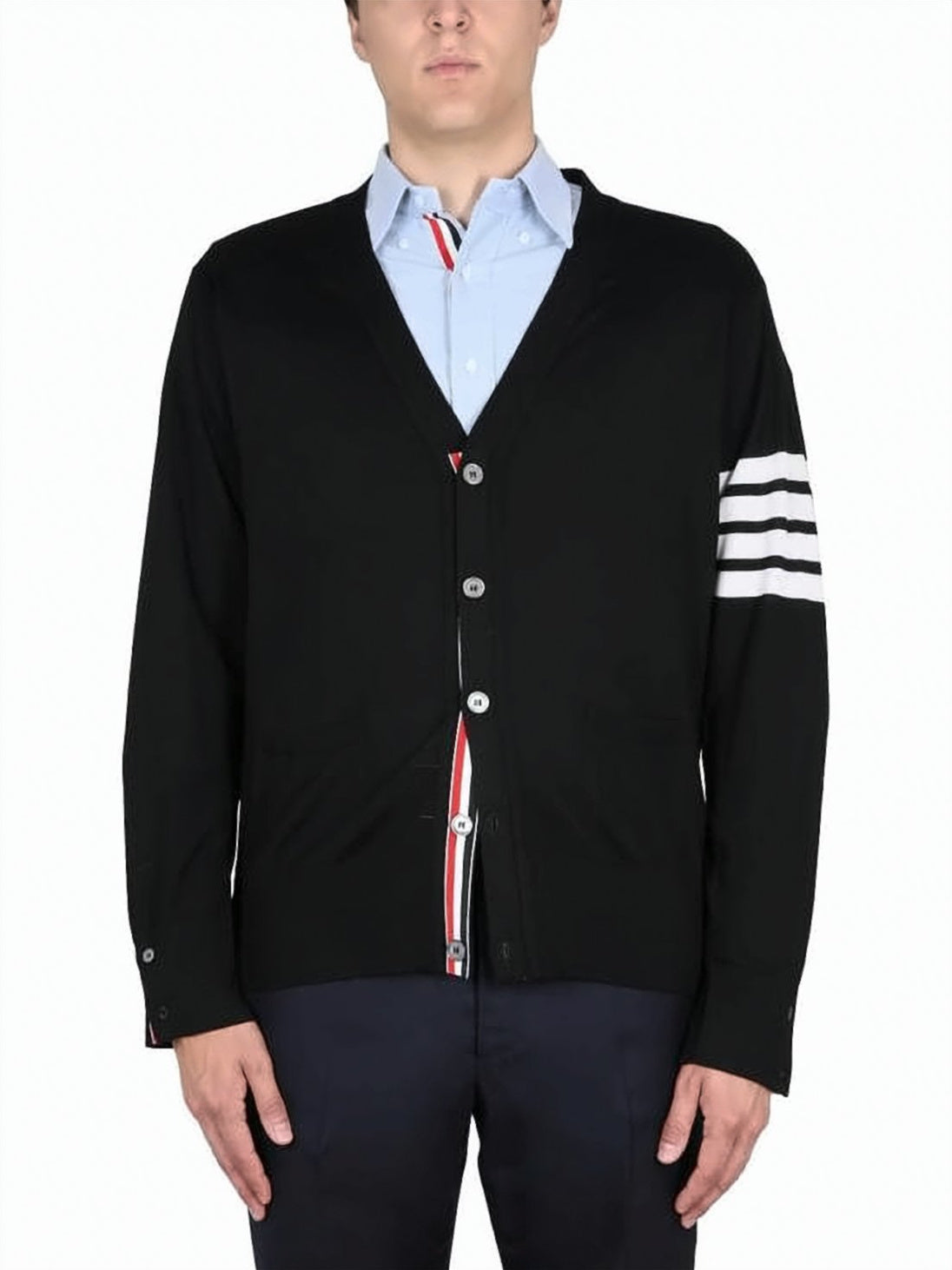 Thom Browne Classic Four-Stripe Virgin Wool Cardigan