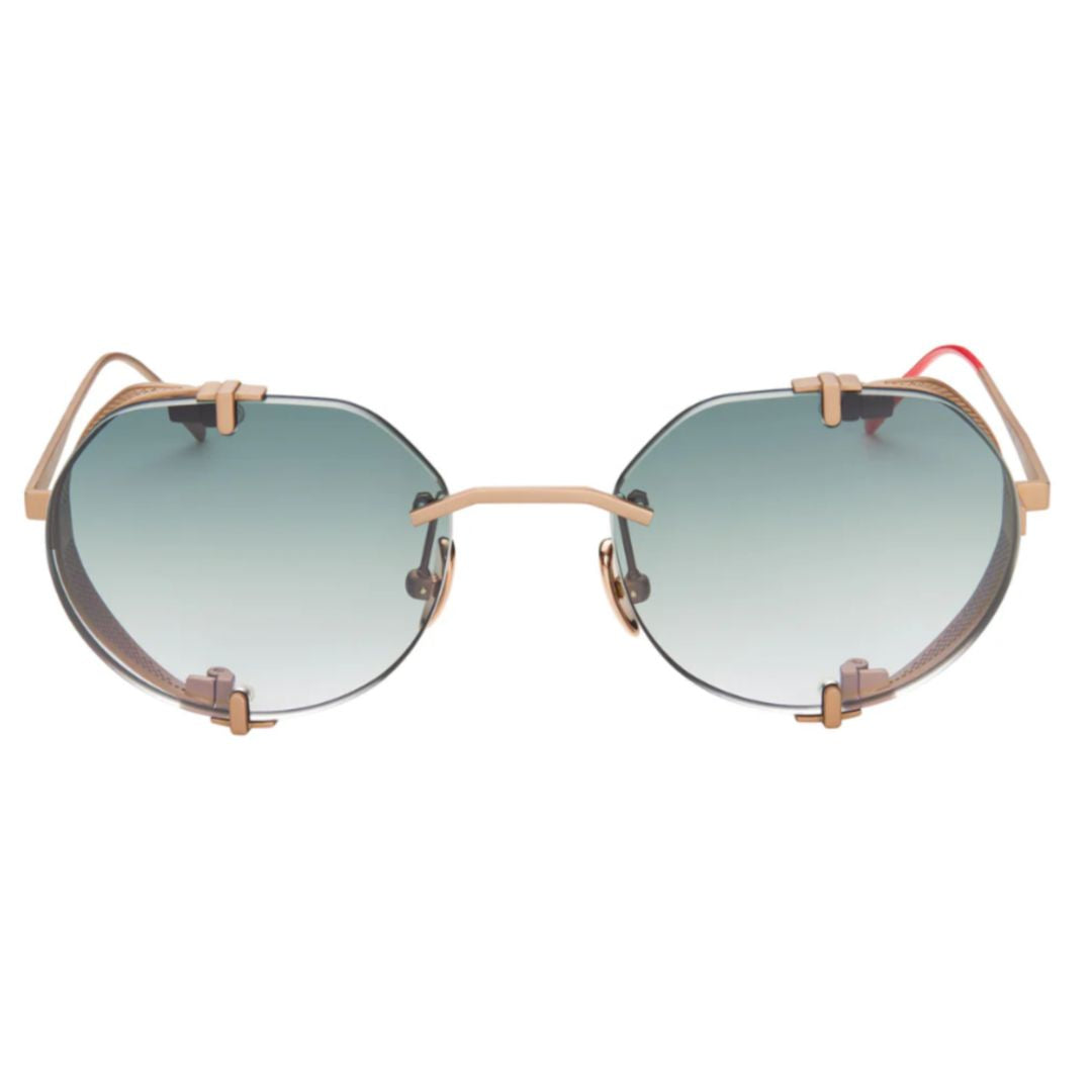 Uttar Ut-3 Geometric Titanium Sunglasses with Gradient Blue Tint