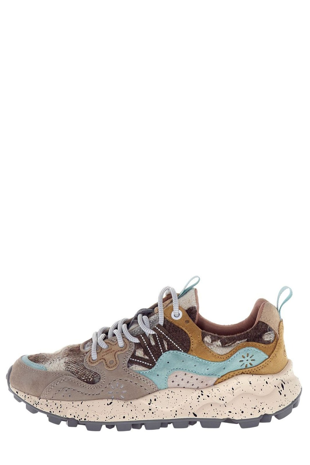 Checkered Beige Sneakers with Suede Accents