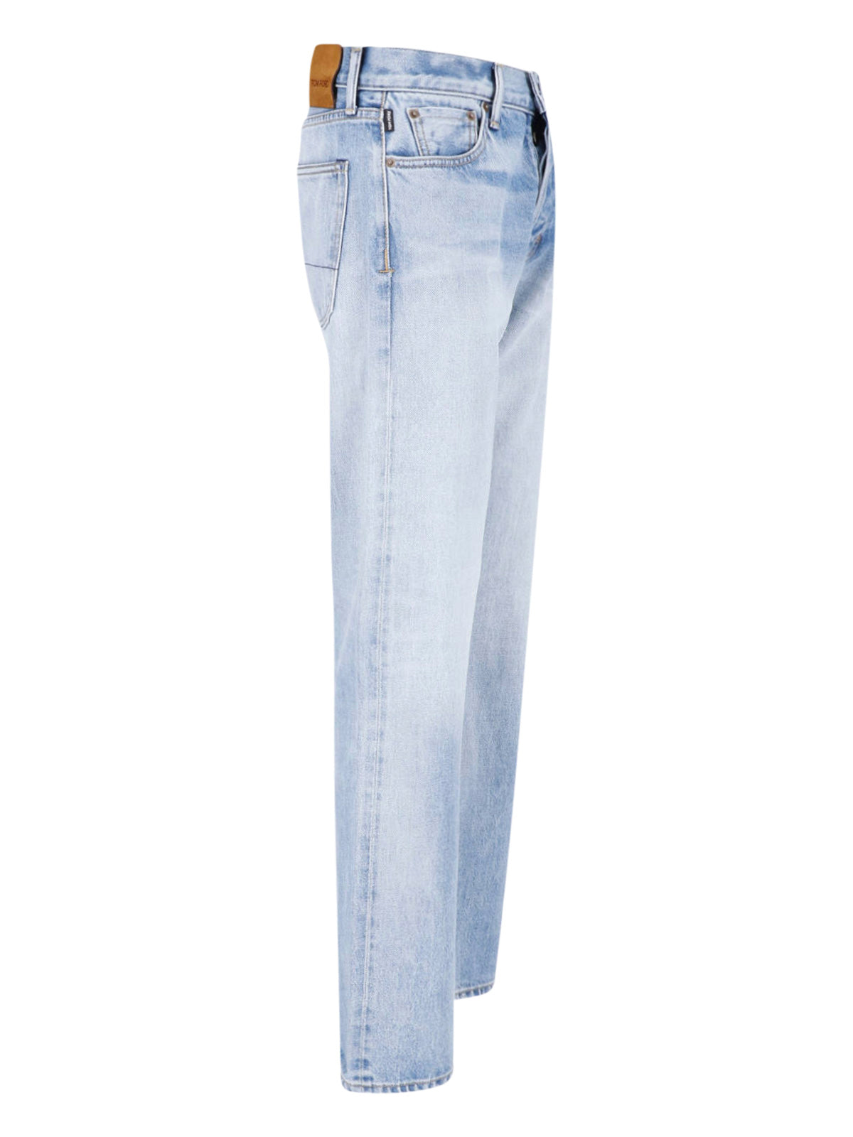 Light Blue Straight-Leg Cotton Jeans
