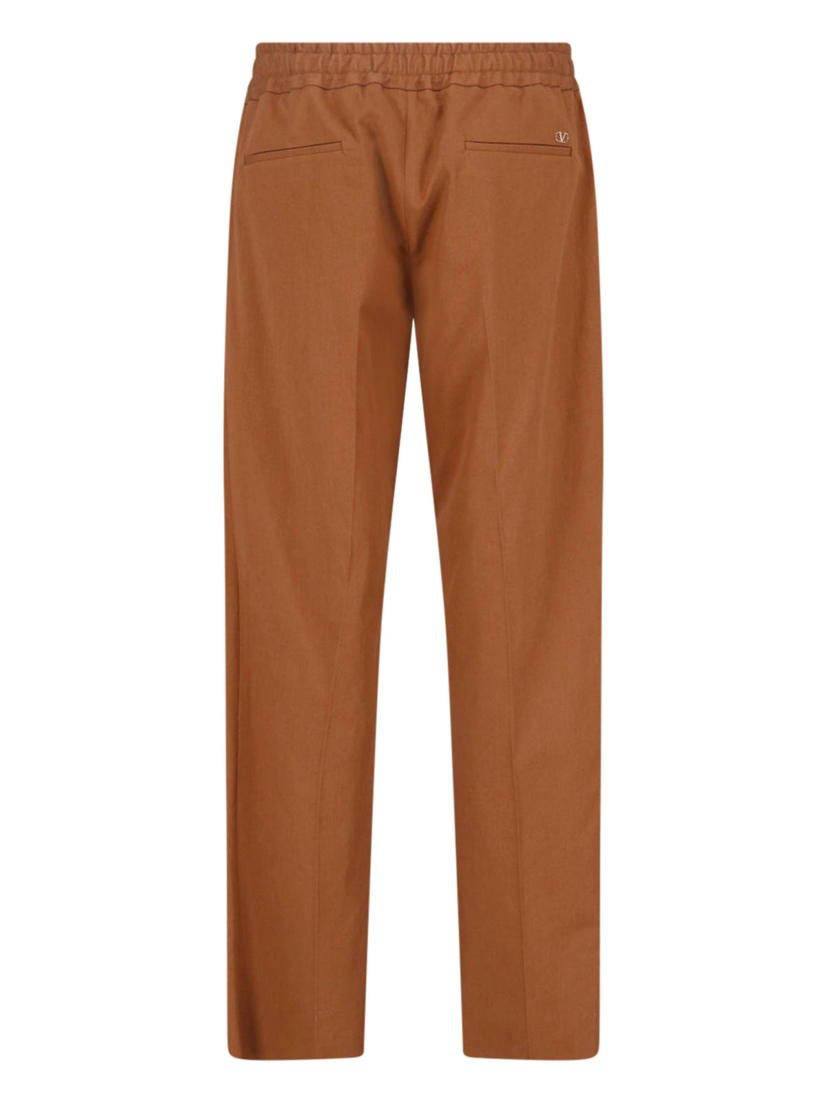 Cotton Trousers, Brown, Adjustable Drawstring Waist