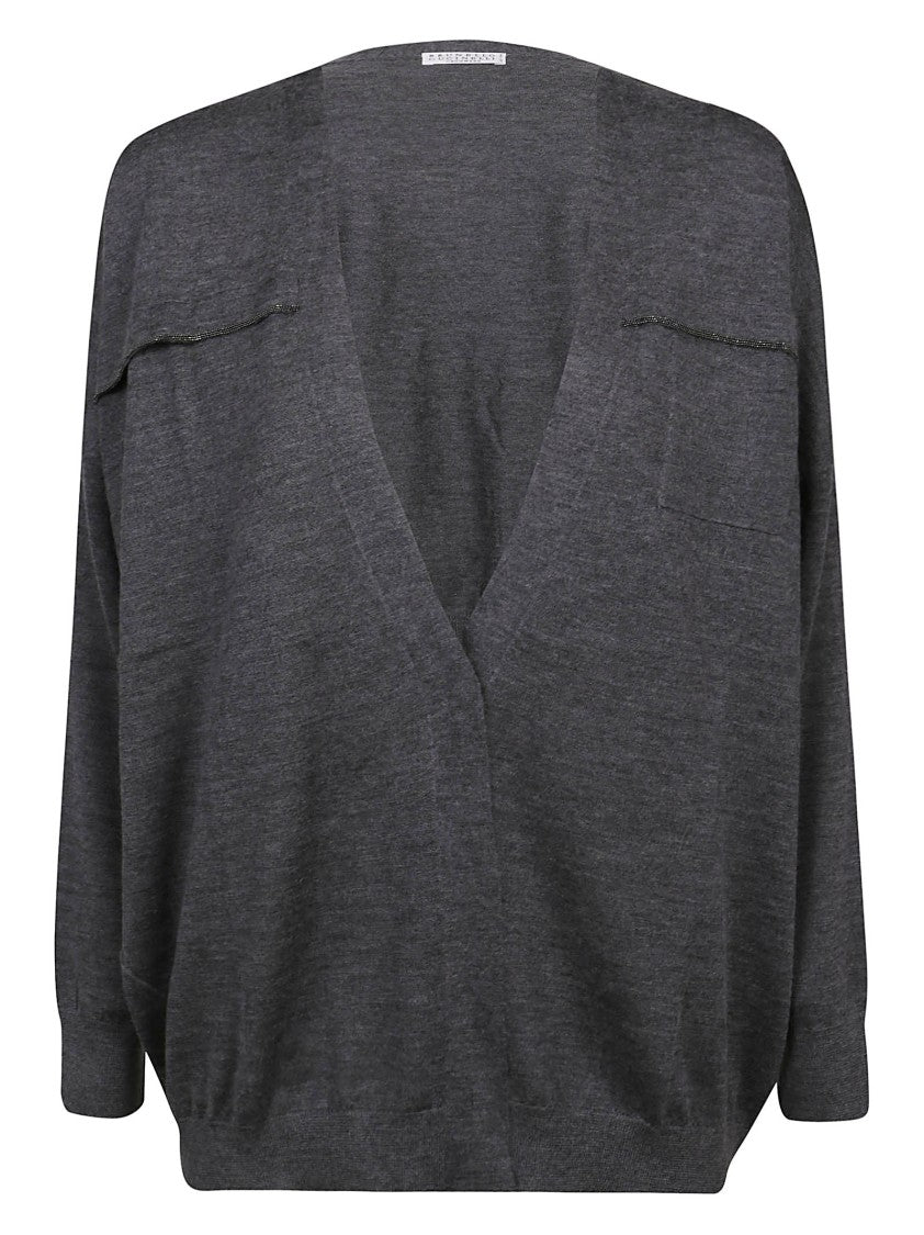 Relaxed Fit Deep V-Neck Sweater
