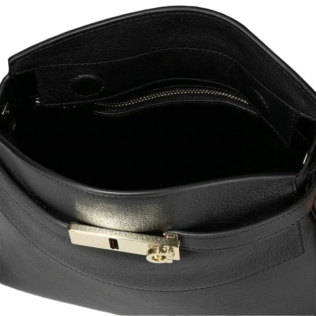 Structured Black Calf Leather Crossbody Bag