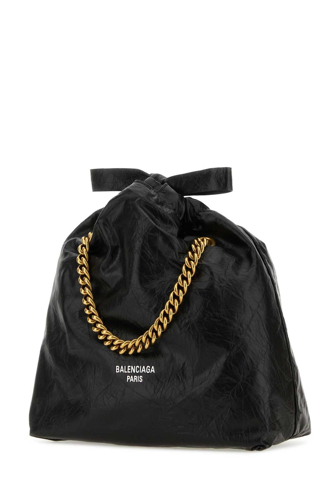 Glossy Calf Leather Tote Bag With Gold-Chain Handle