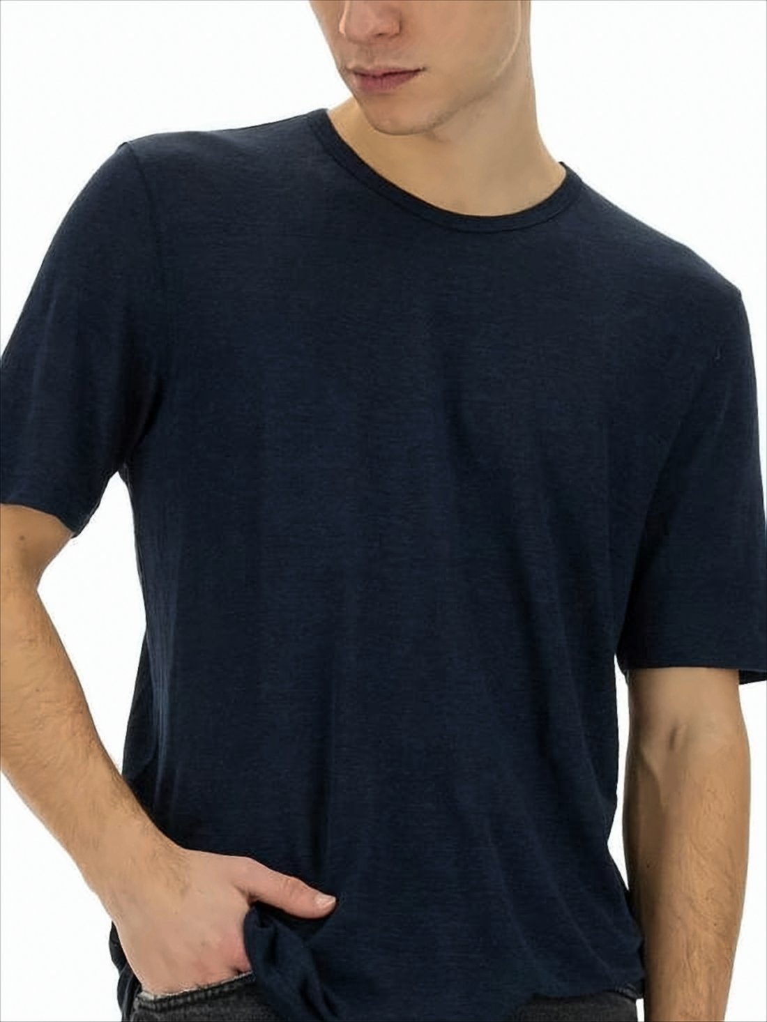Relaxed Fit Dark Navy Linen T-Shirt