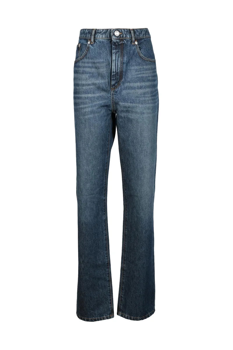 Mid-Rise Flared Blue Jeans