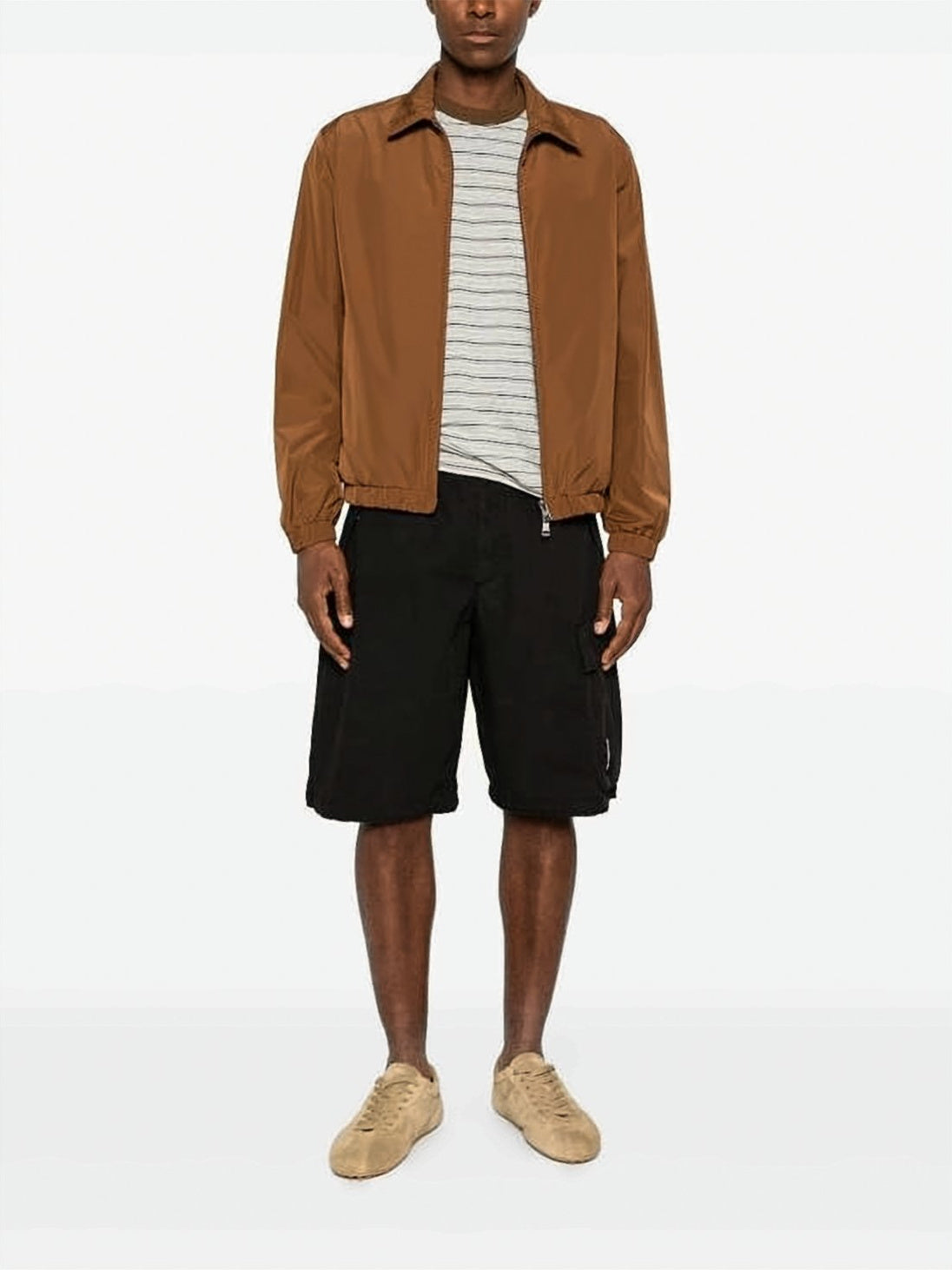 Black Relaxed-Fit Lens Detail Cotton Shorts