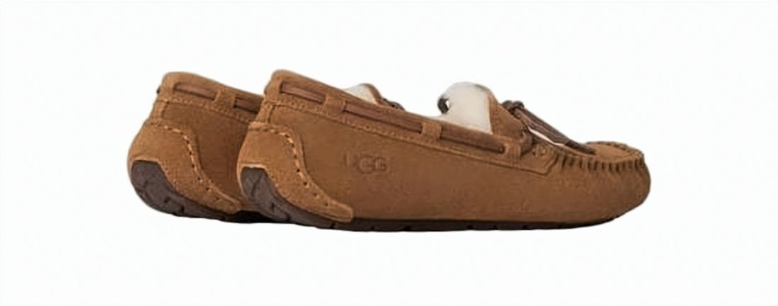 Moccasin-Style Suede Loafers with Whipstitching and Plush Lining