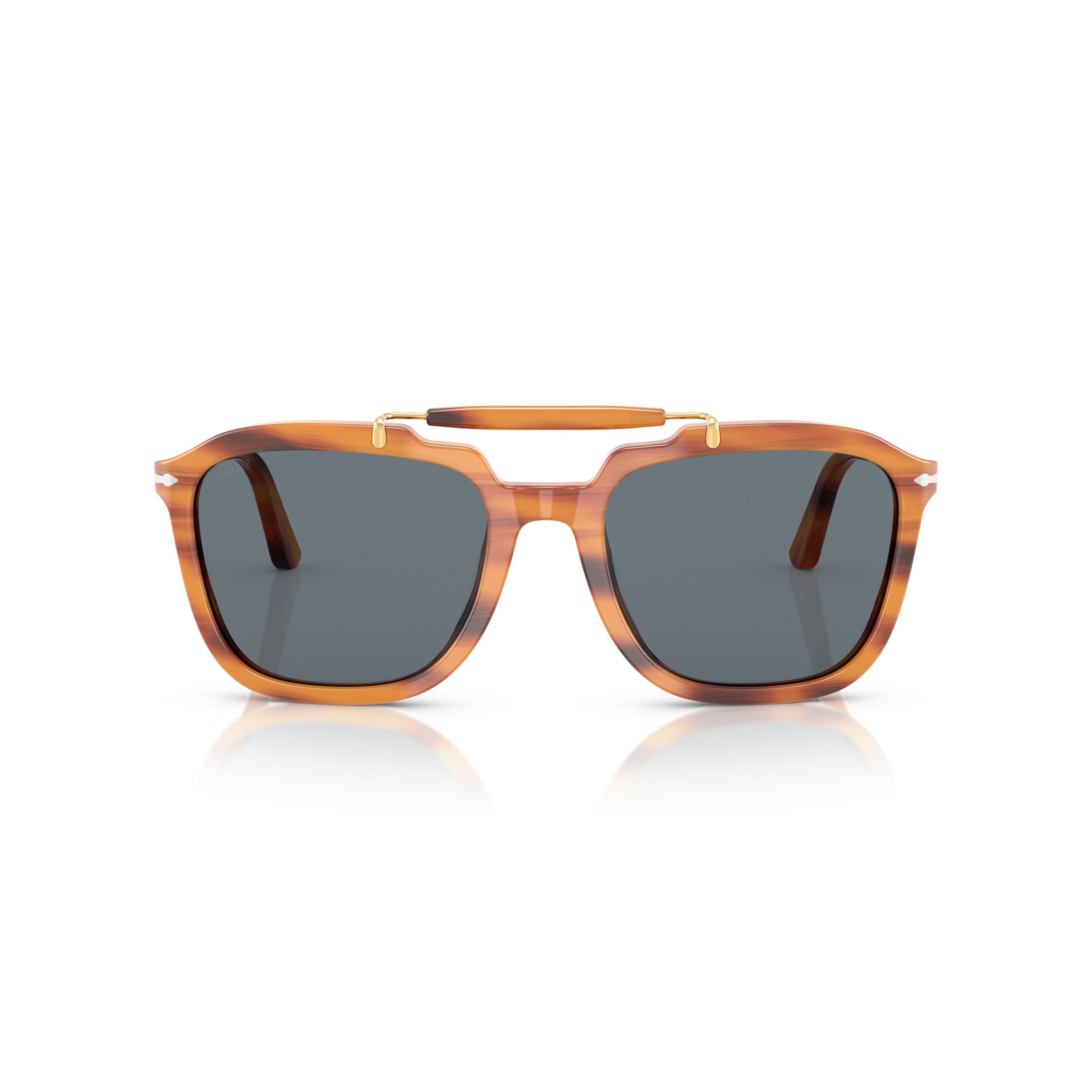 0po0203s Bold Tortoiseshell Frame Sunglasses with Double Bridge Accents