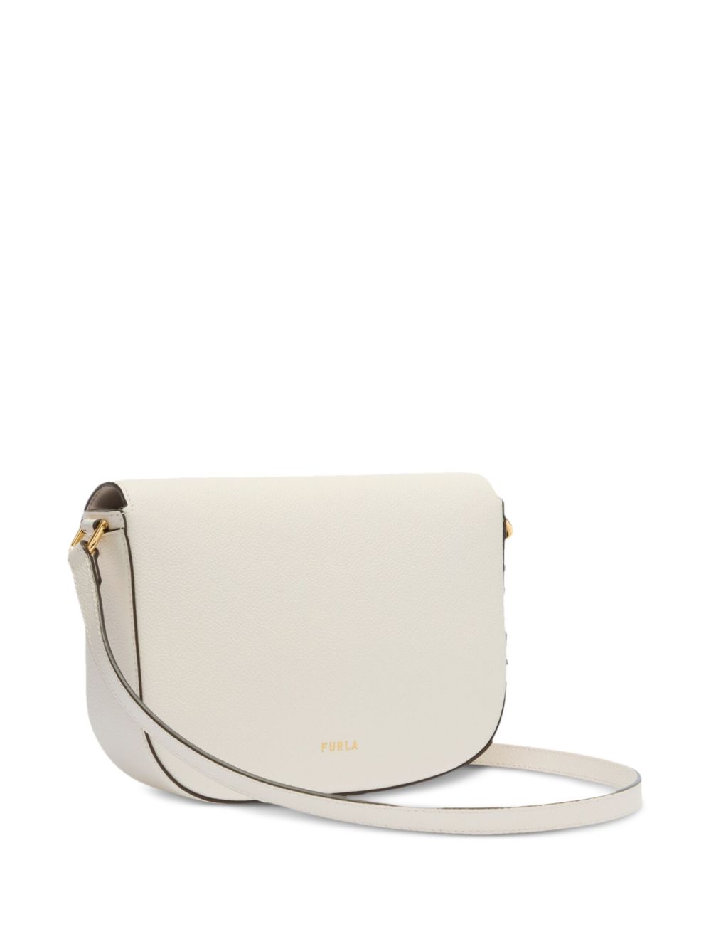 Structured White Leather Moonlight Crossbody Bag