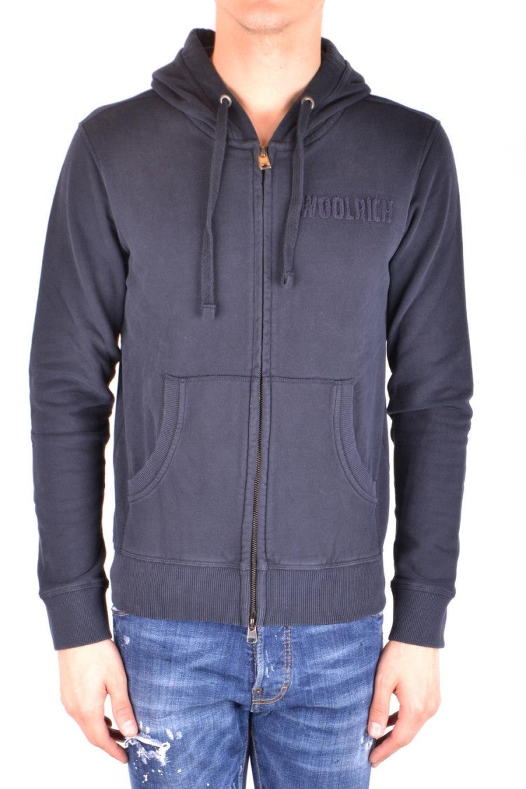 Classic Zip-Up Hoodie In Deep Blue Cotton