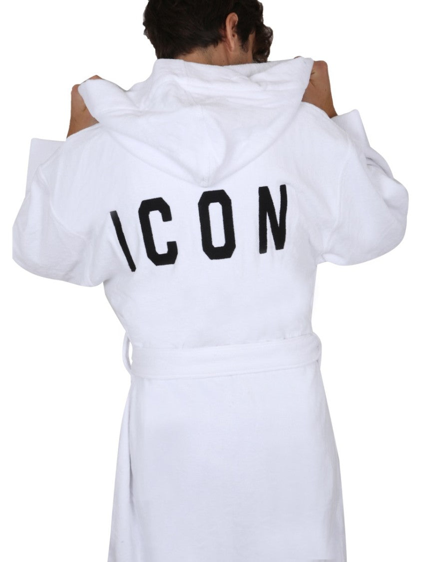 Hooded Bathrobe With Adjustable Waist Belt