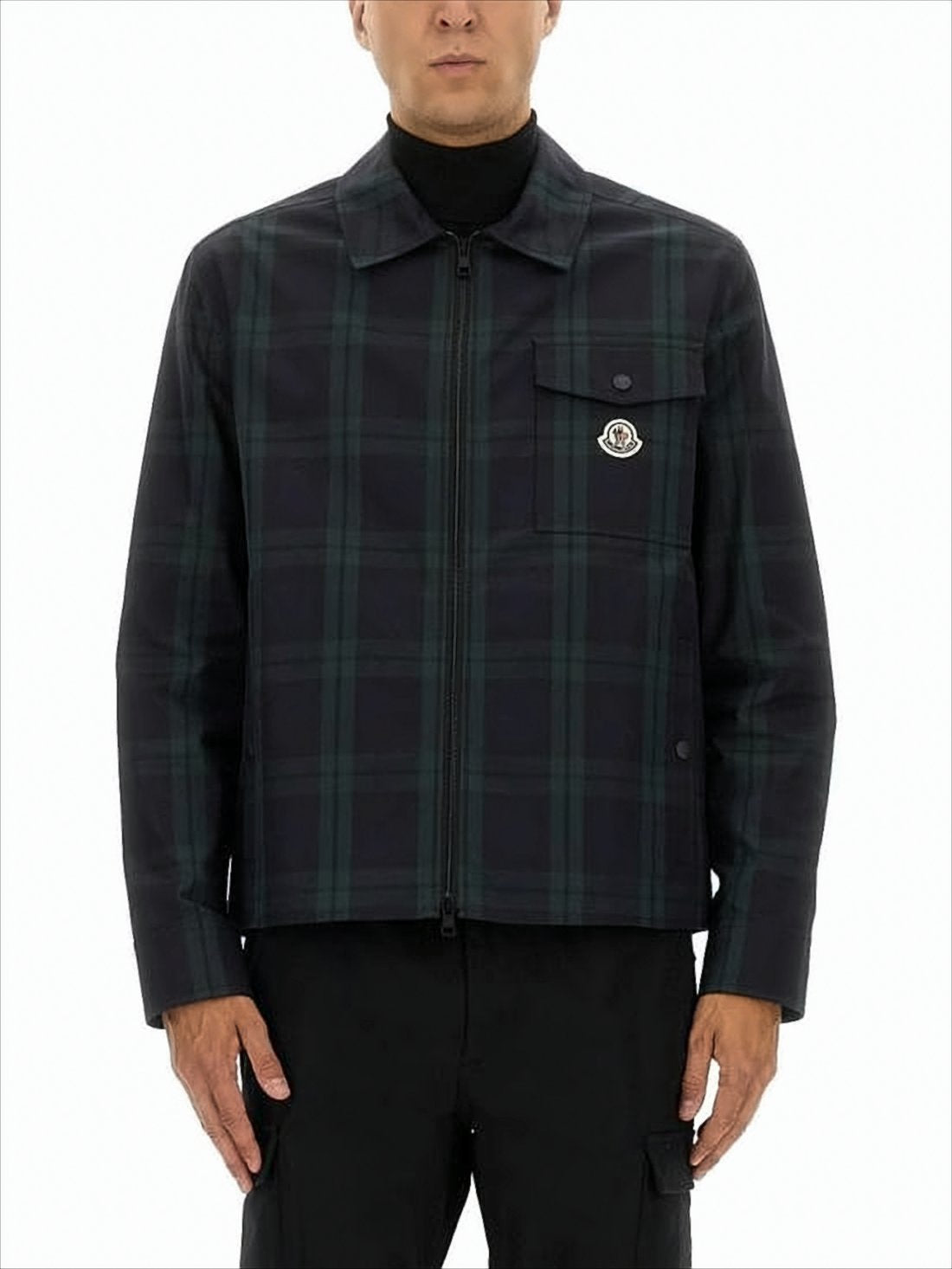 Cropped Dark Plaid Moncler Jacket