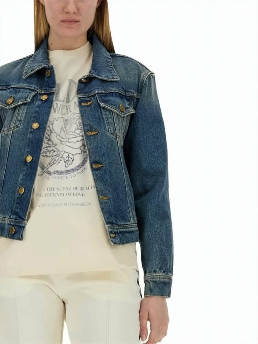 Structured Cropped Denim Jacket With Vintage Finish
