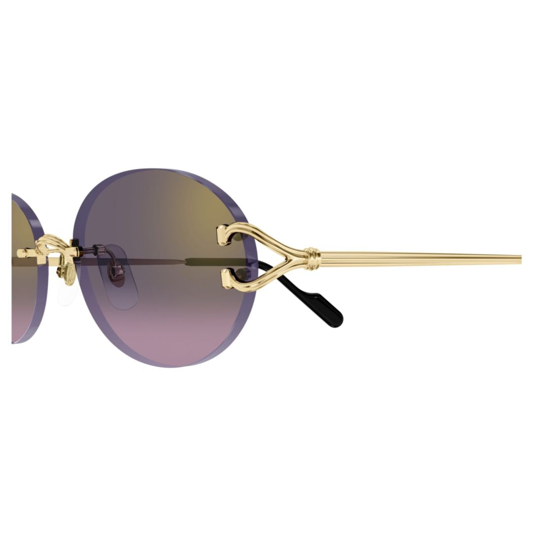 Rimless Sunglasses With Oval Lenses And Gold-Tone Temples