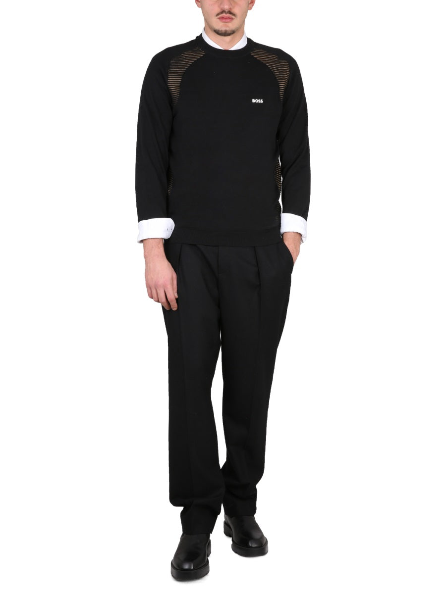 Black Sheer Striped Panel Cotton Sweatshirt