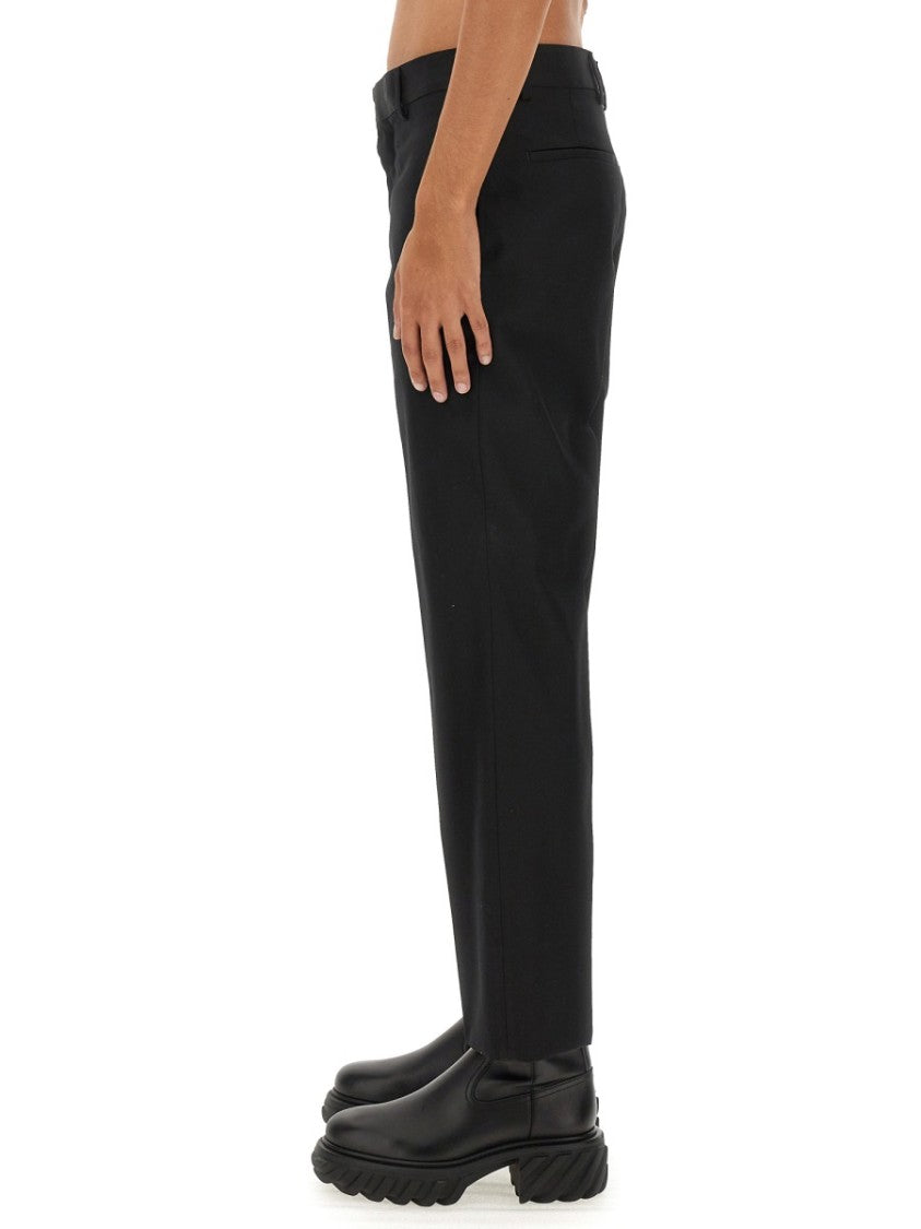 Slim-Fit Black Virgin Wool Pants With Tailored Silhouette