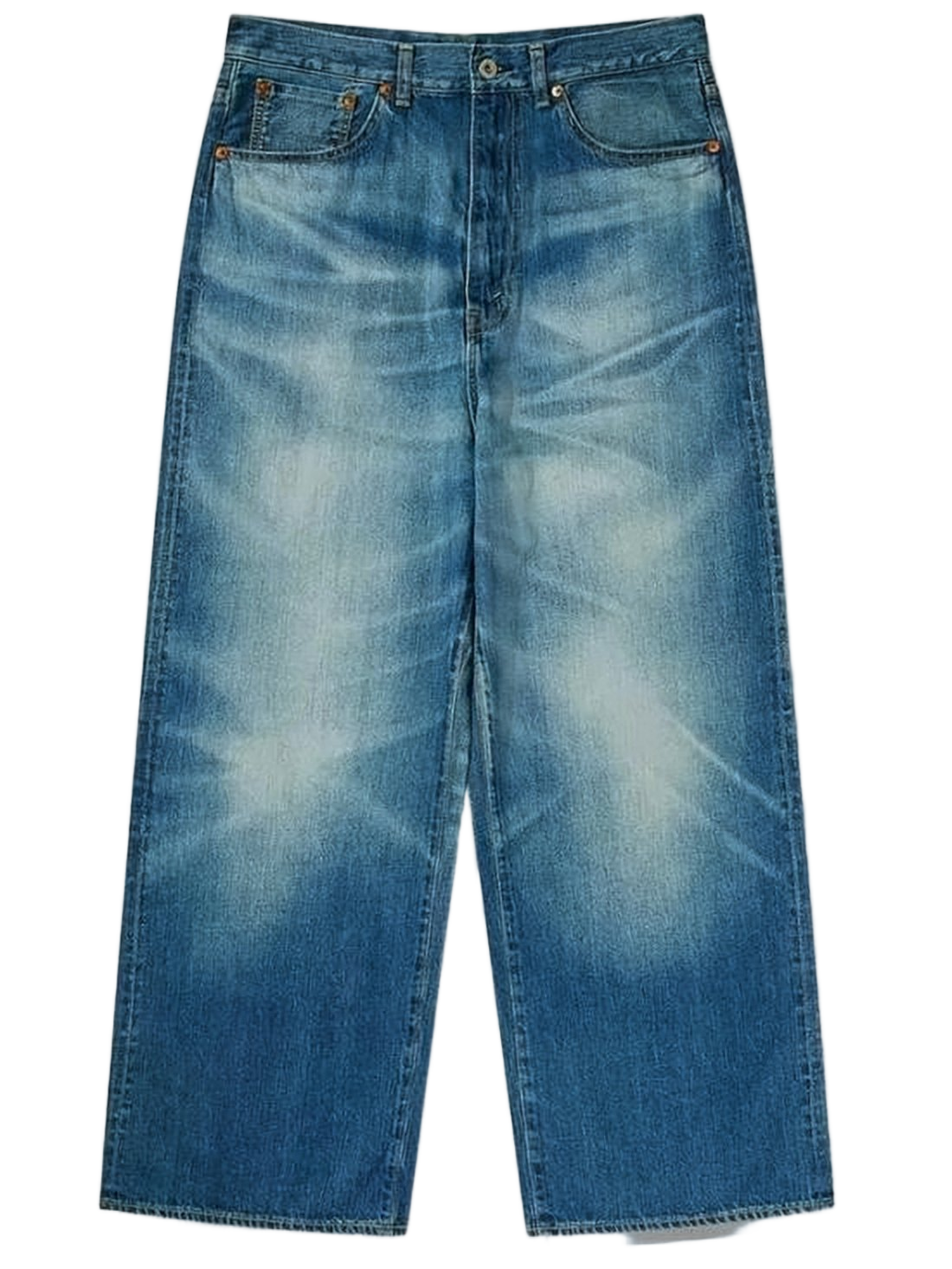 Classic Five-Pocket Denim Pants With Vintage Wash