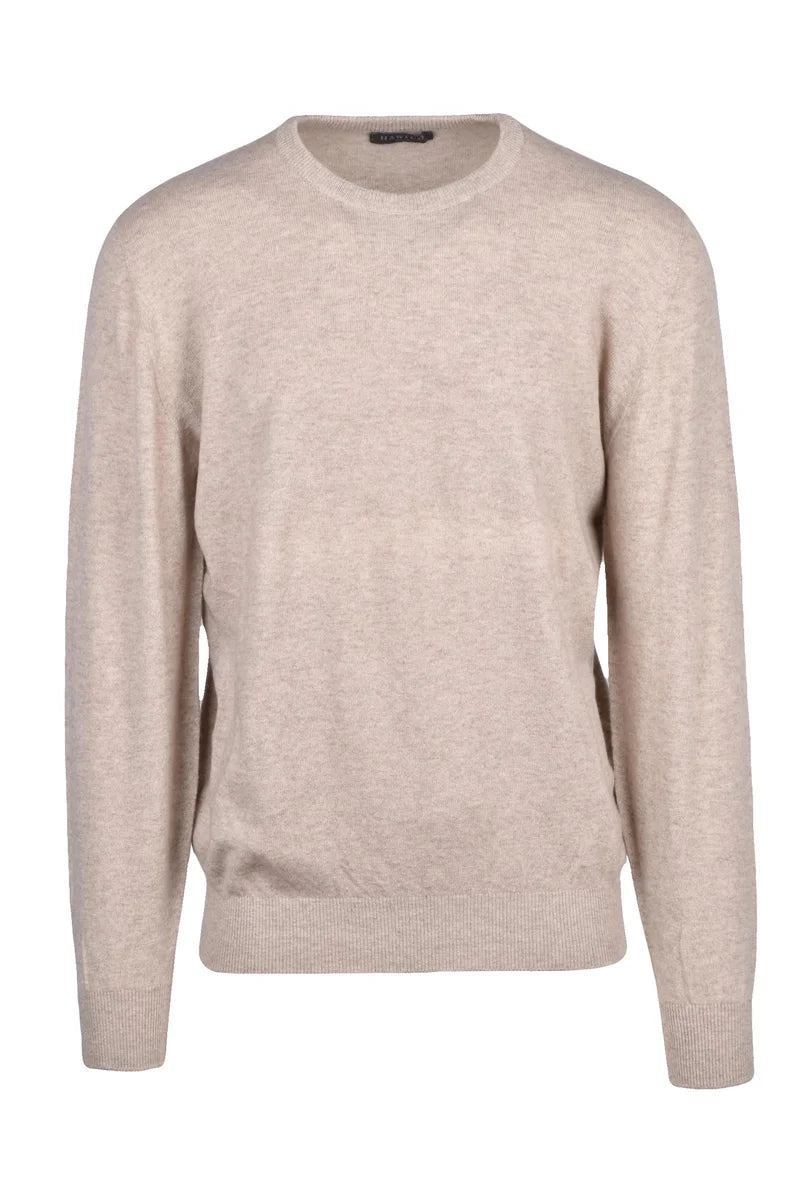 Crew Neck Cashmere Pullover - Beige