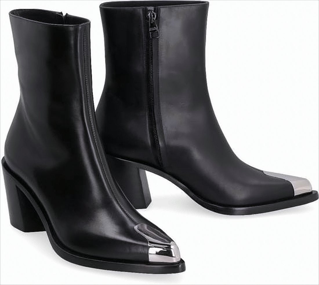 Black Leather Ankle Boots