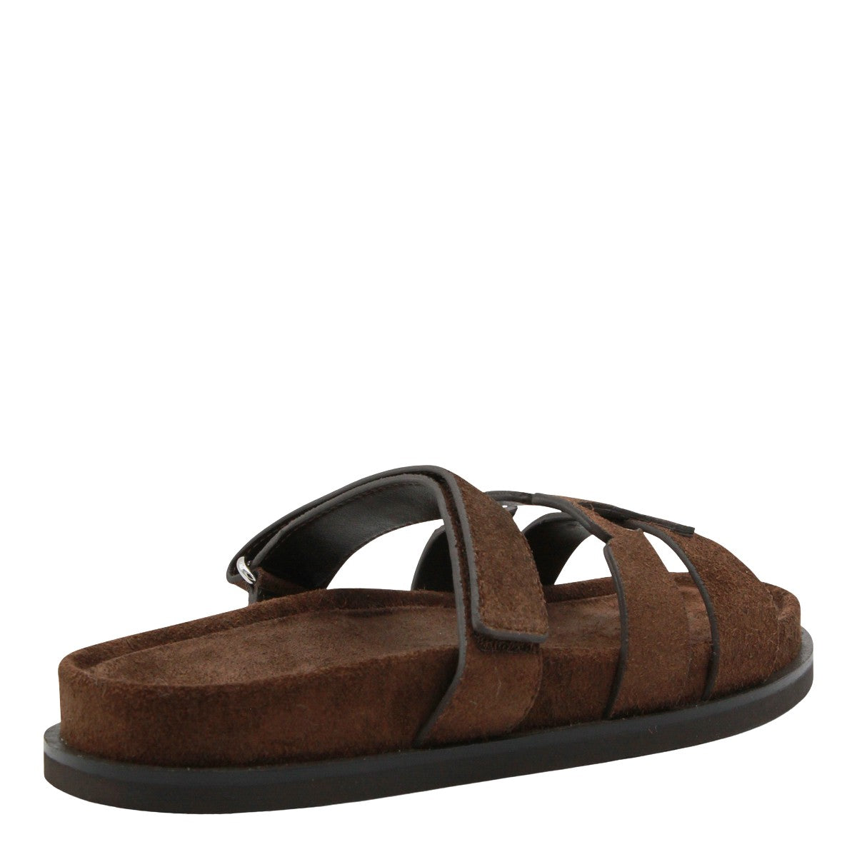 Brown Suede Sandals with Cut-out Design