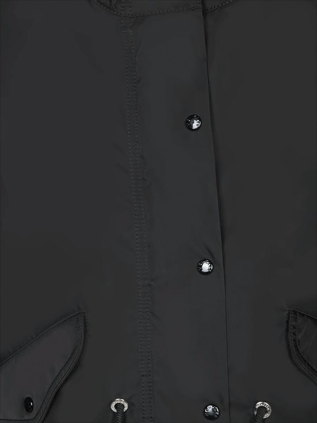 Matte Black Hooded Parka With Customizable Fit
