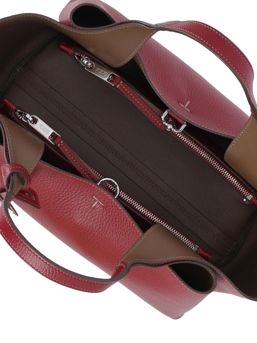 Borsa Mini Logo In Textured Bordeaux Leather
