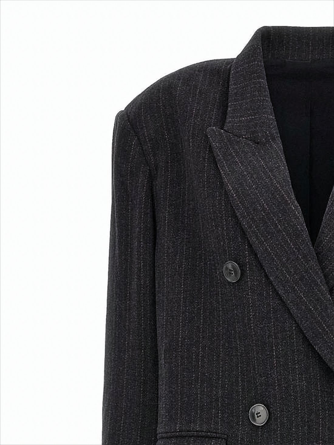 Double-Breasted Short Coat with Classic Notched Lapel