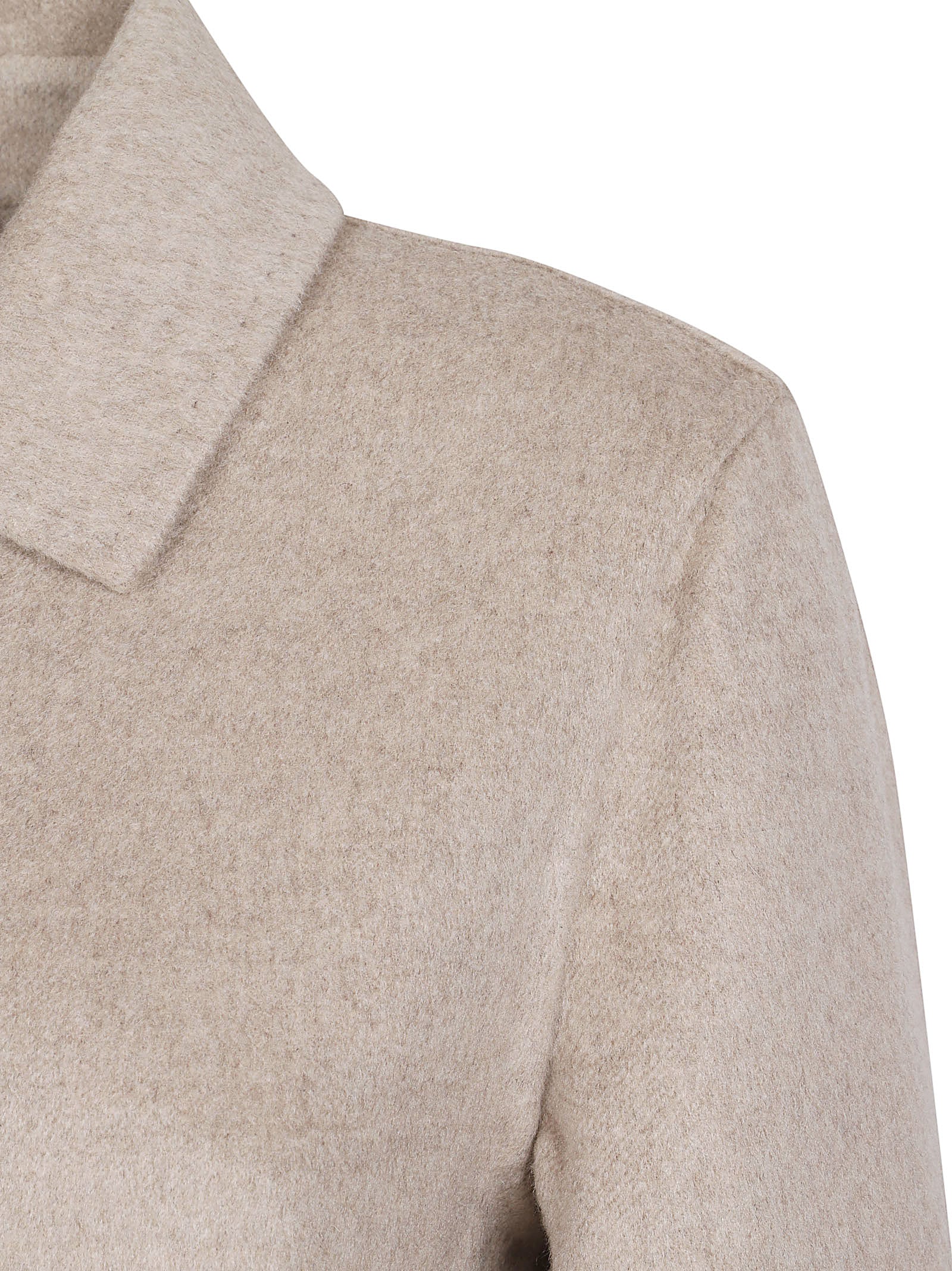 Straight Silhouette Cashmere Coat with Front Zipper Closure