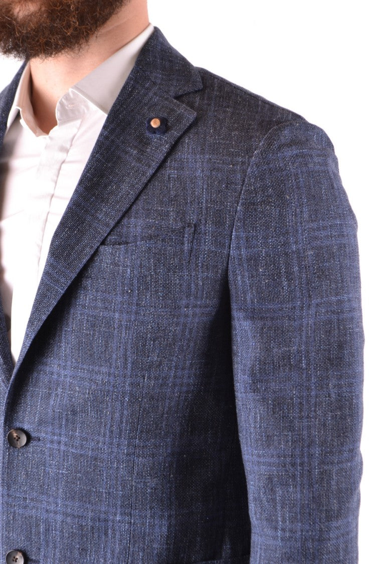 Tailored Blazer With Subtle Check Pattern