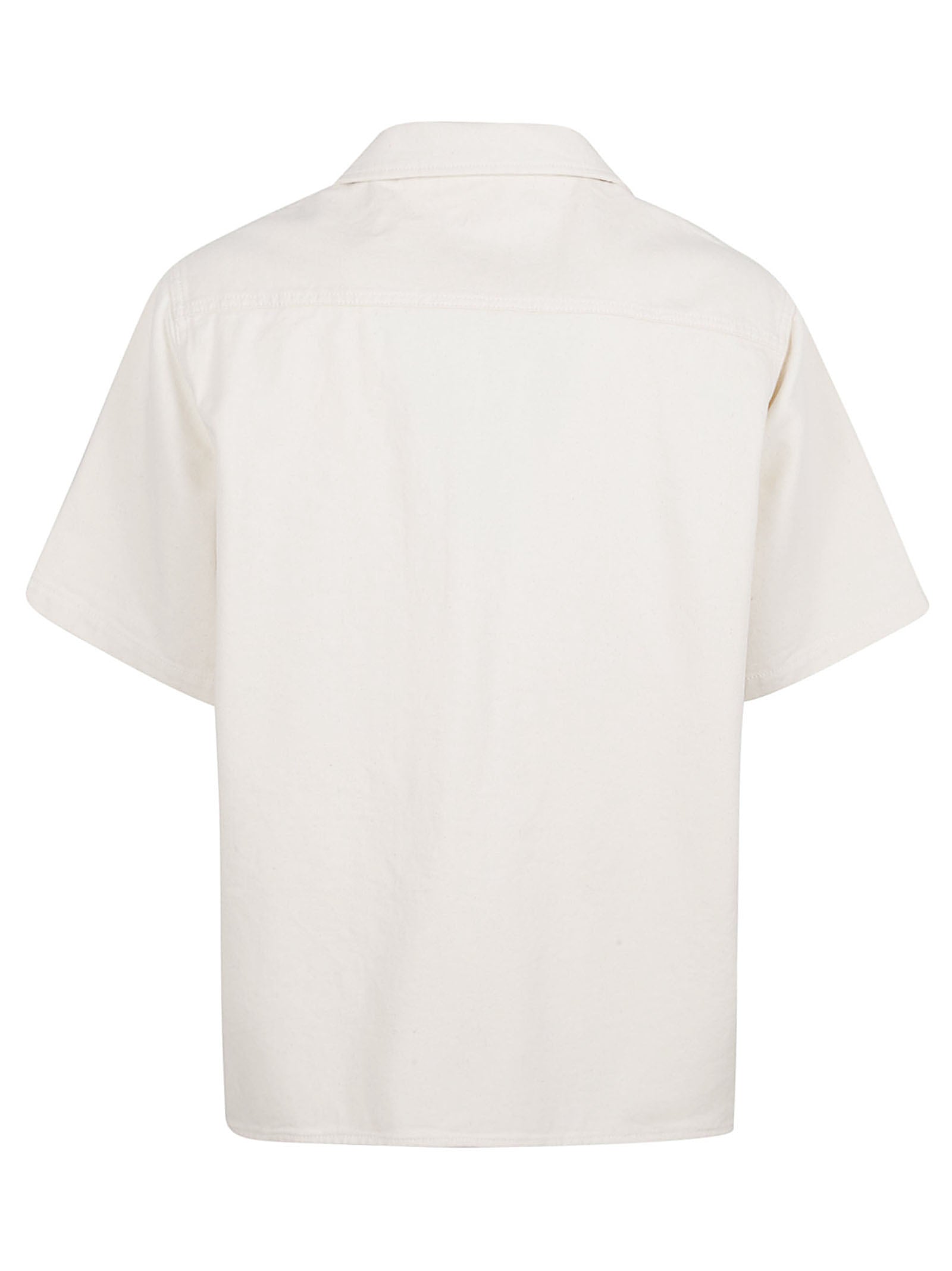 Boxy Short-Sleeve Shirt with Classic Collar