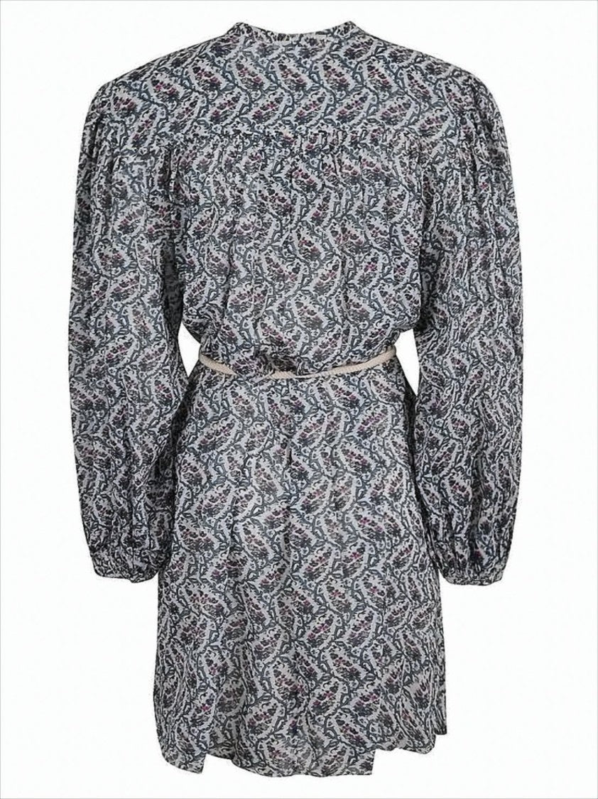 Intricately Patterned Blue Midi Dress