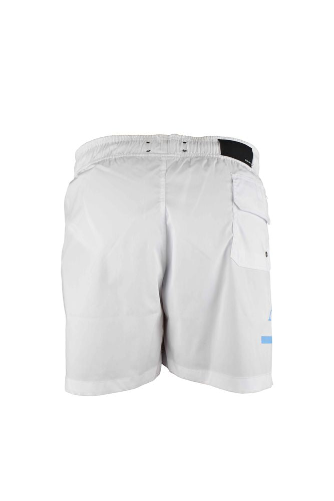 White Polyester Swim Shorts With Drawcord Waistband
