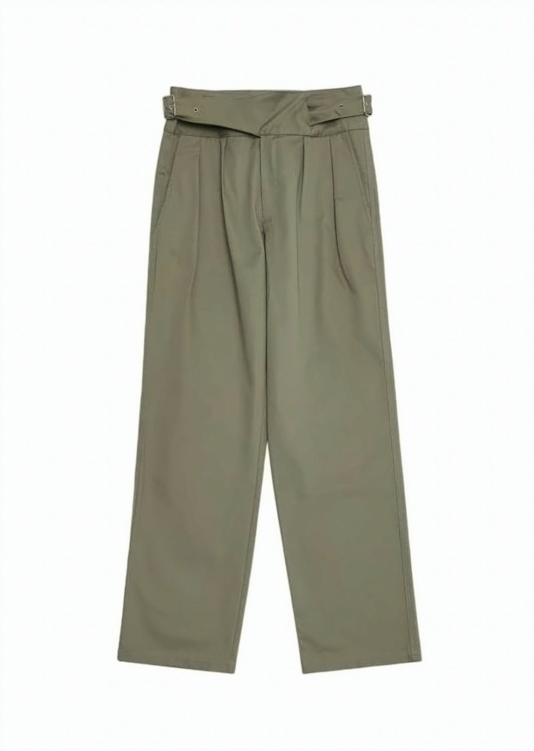 High-Waisted Straight Pants with Overlapping Waistband