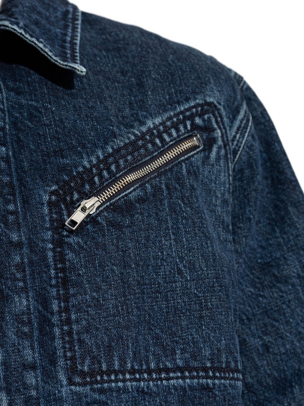 Classic Minimalist Zip Front Denim Jacket