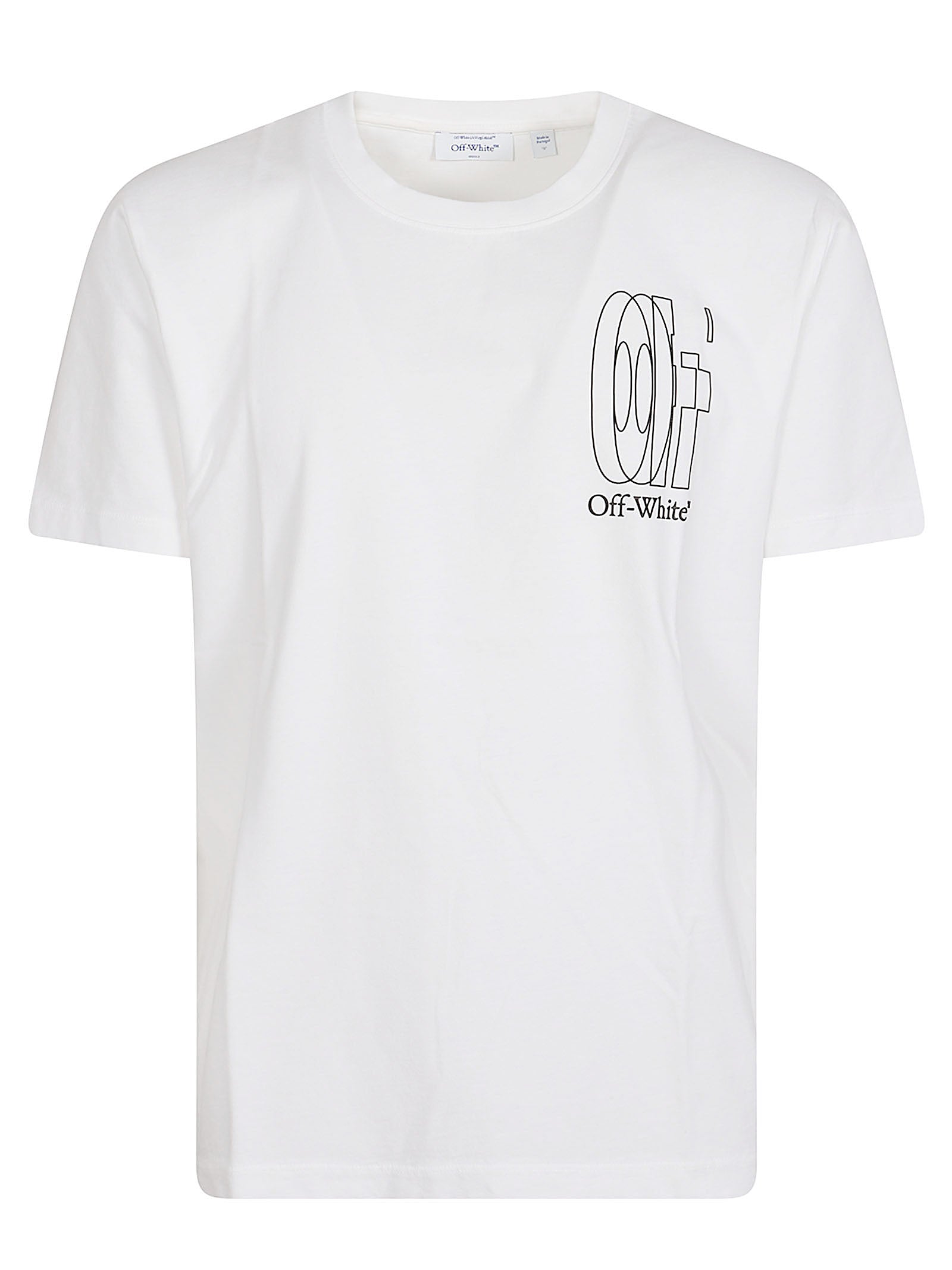 White Short-Sleeve T-Shirt with Graphic Designs