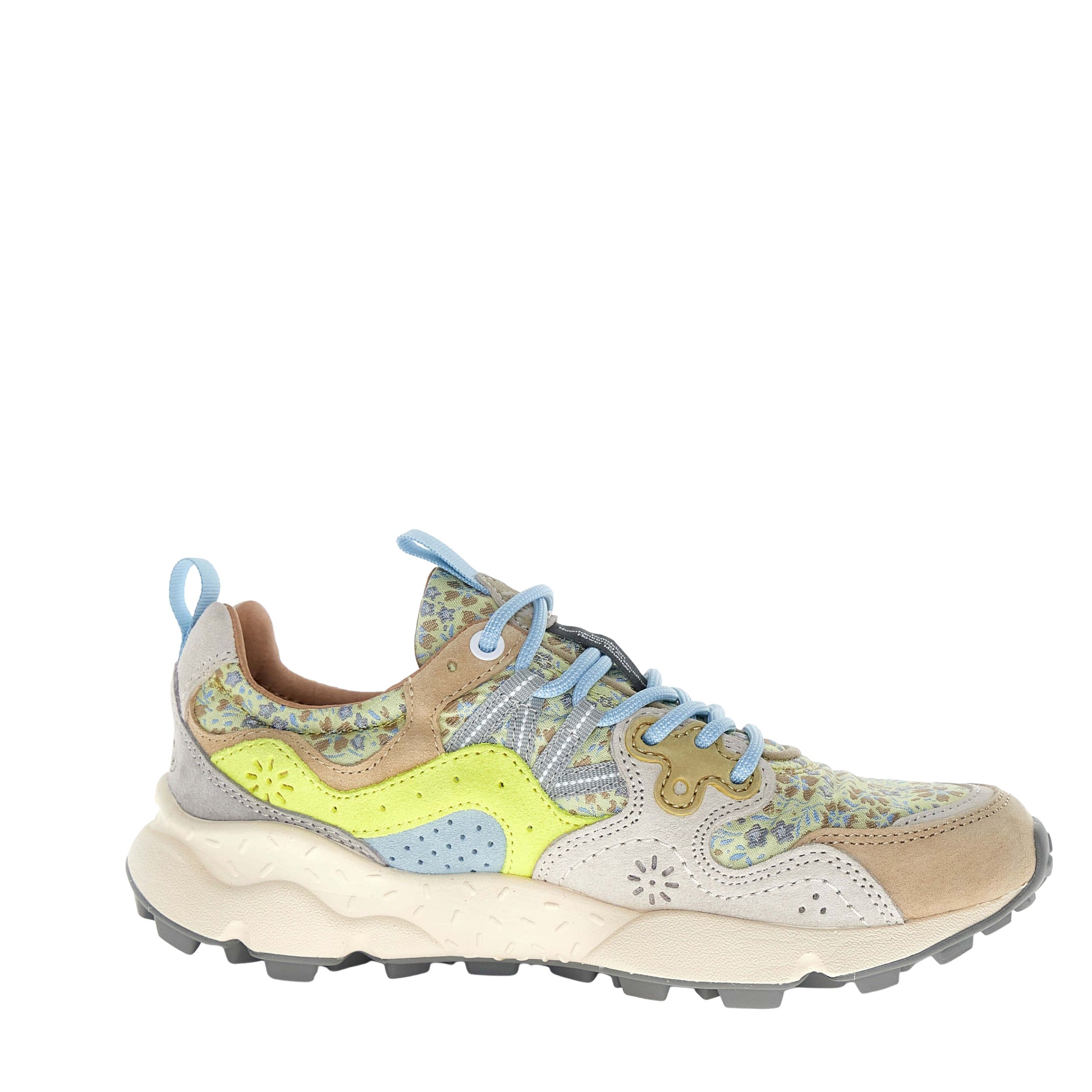 Yamano 3 Sneaker In Beige Suede And Yellowish Canvas