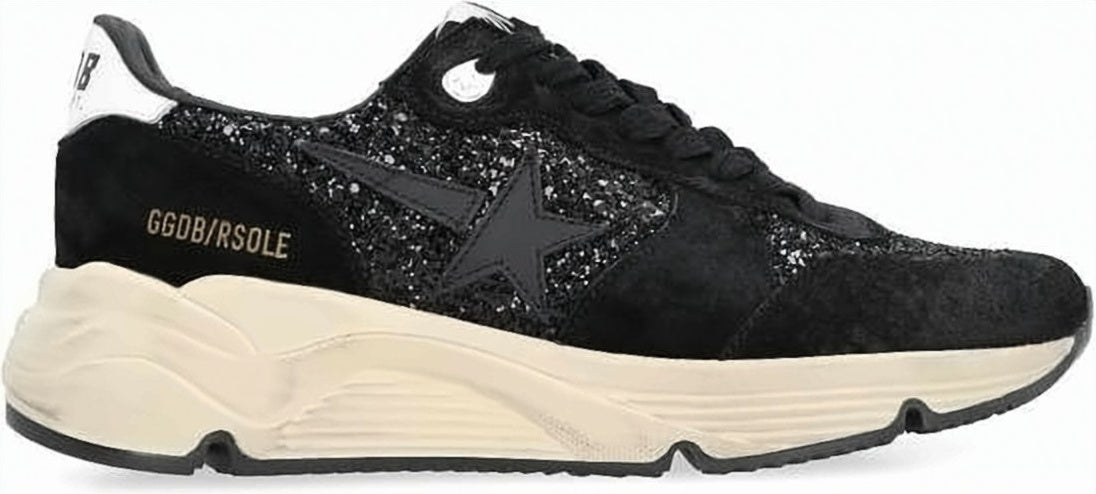 Chunky Glitter Sneakers with Star Emblem and Rubber Sole