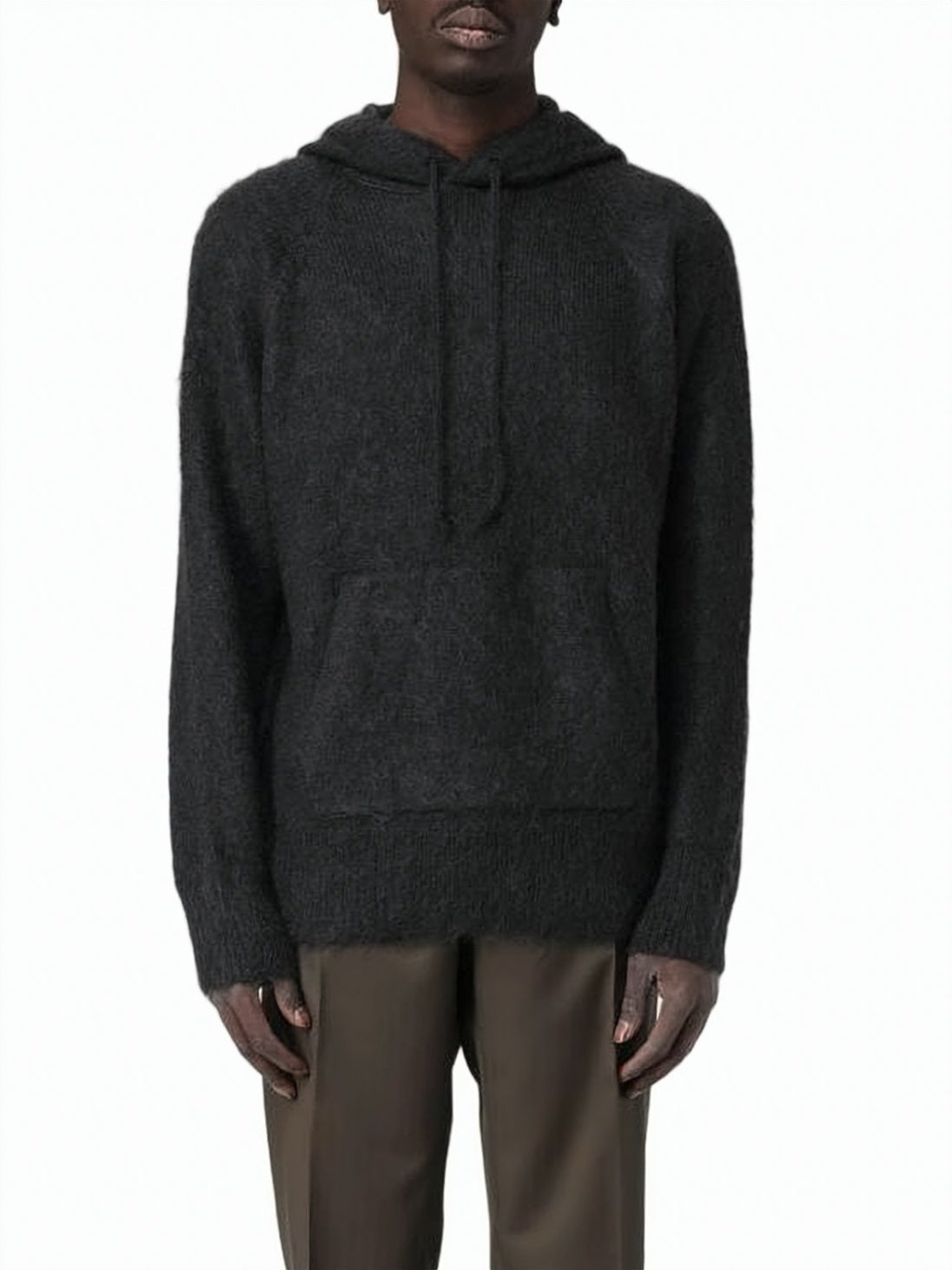 Deep Charcoal Mohair and Wool Pullover