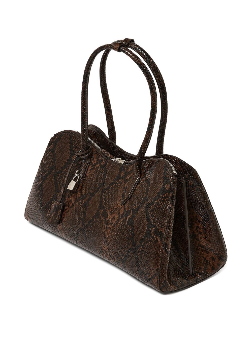 Structured Shoulder Bag With Textured Snakeskin Pattern