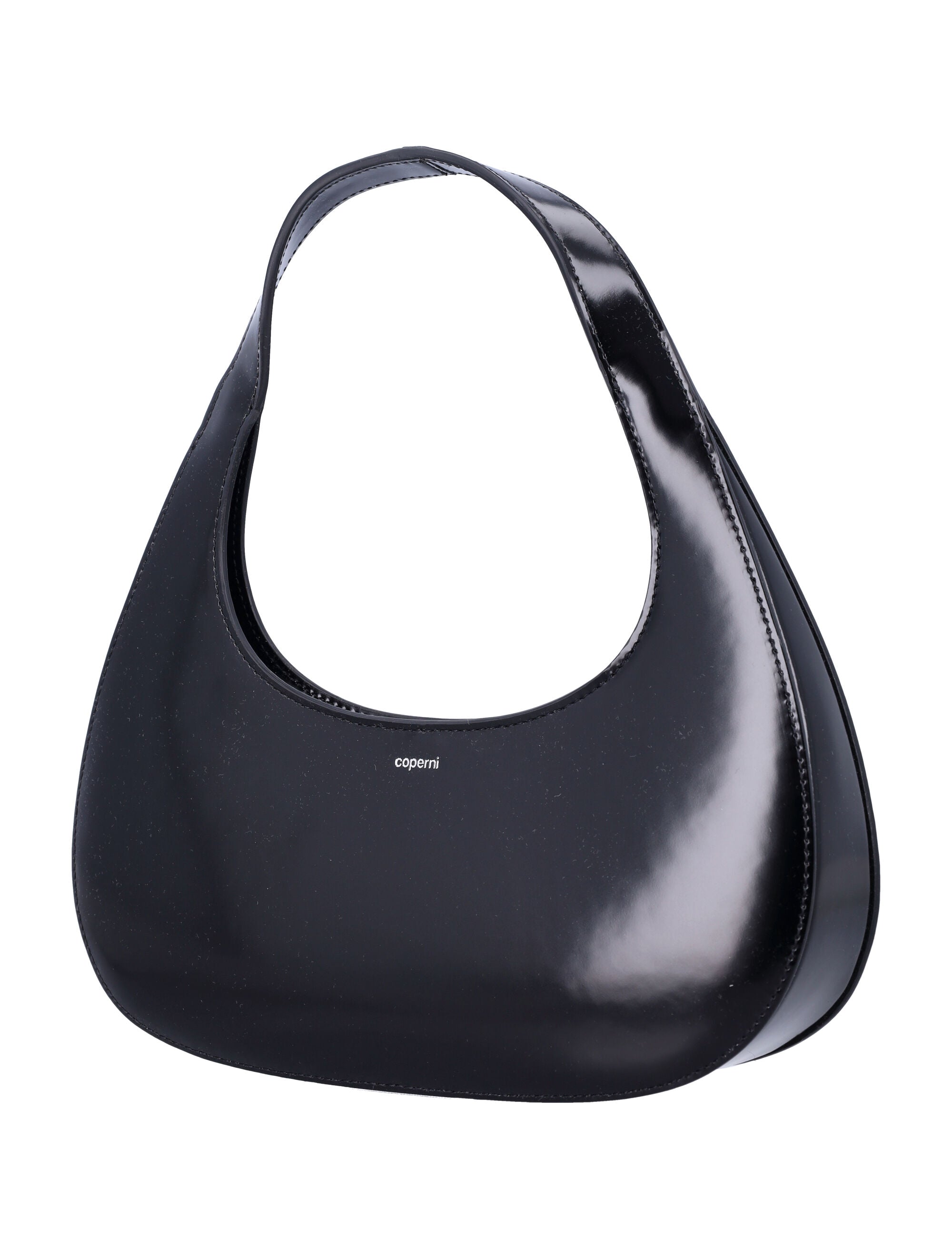 Black Leather Slim Swipe Baguette Bag
