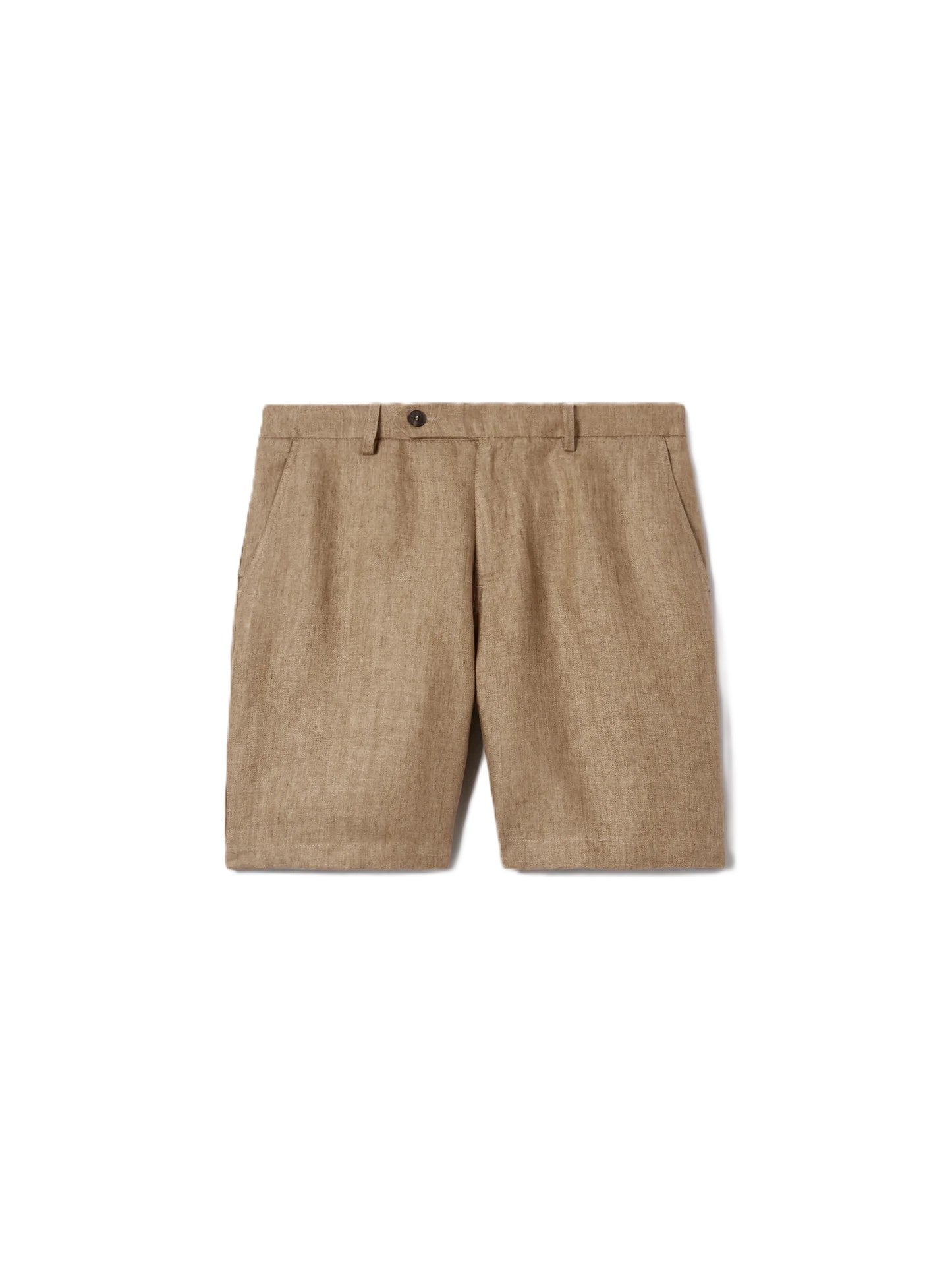 Tailored Beige Shorts with Flat Front