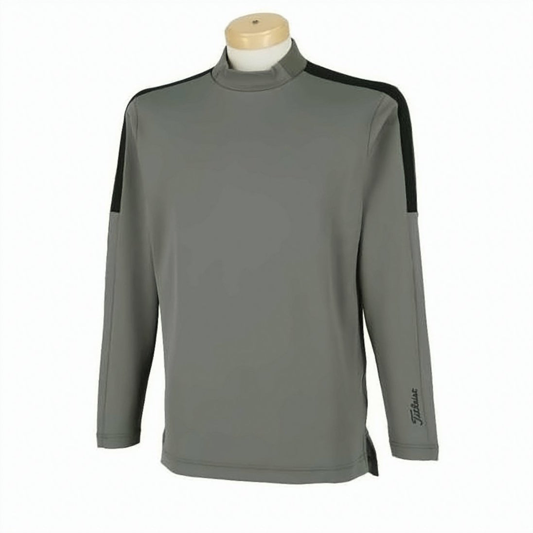 Long-Sleeve Minimalist Grey T-Shirt with High Collar