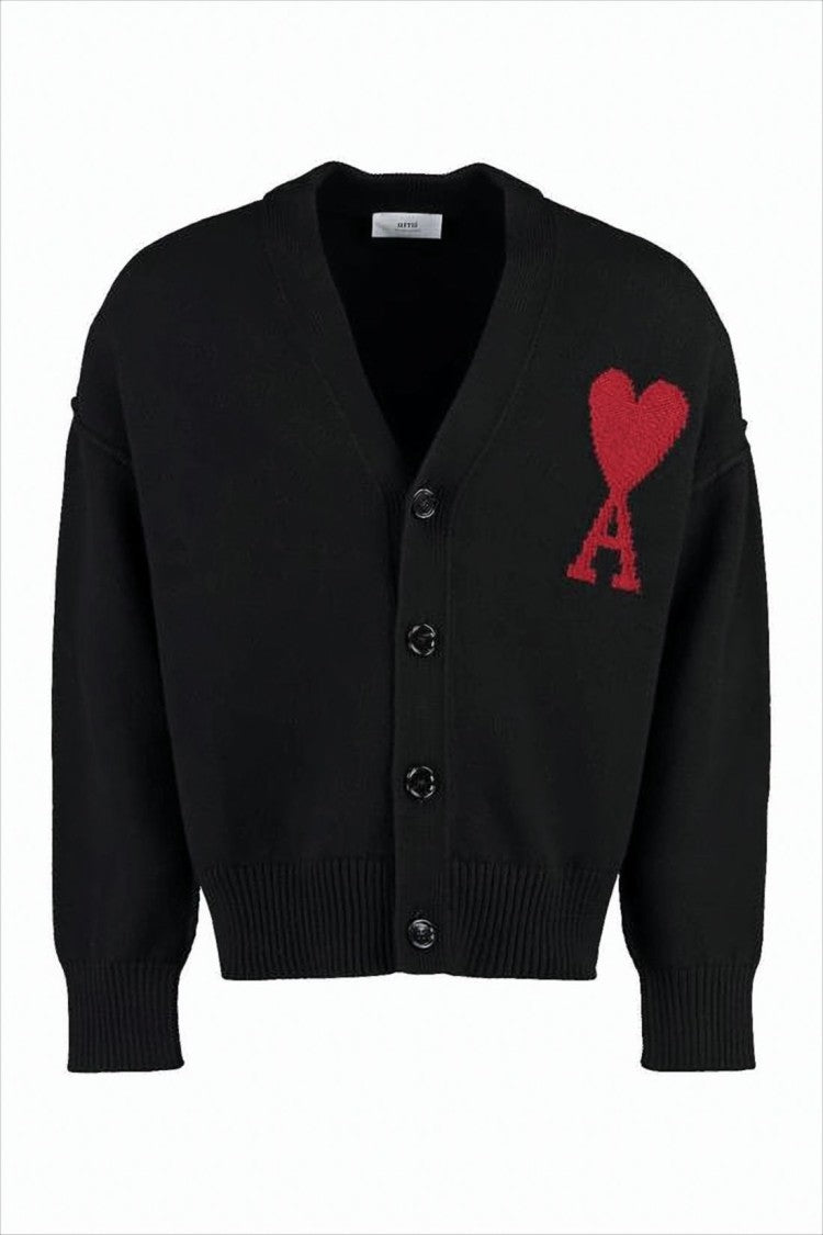 Cropped Black Cardigan with Deep V-Neck