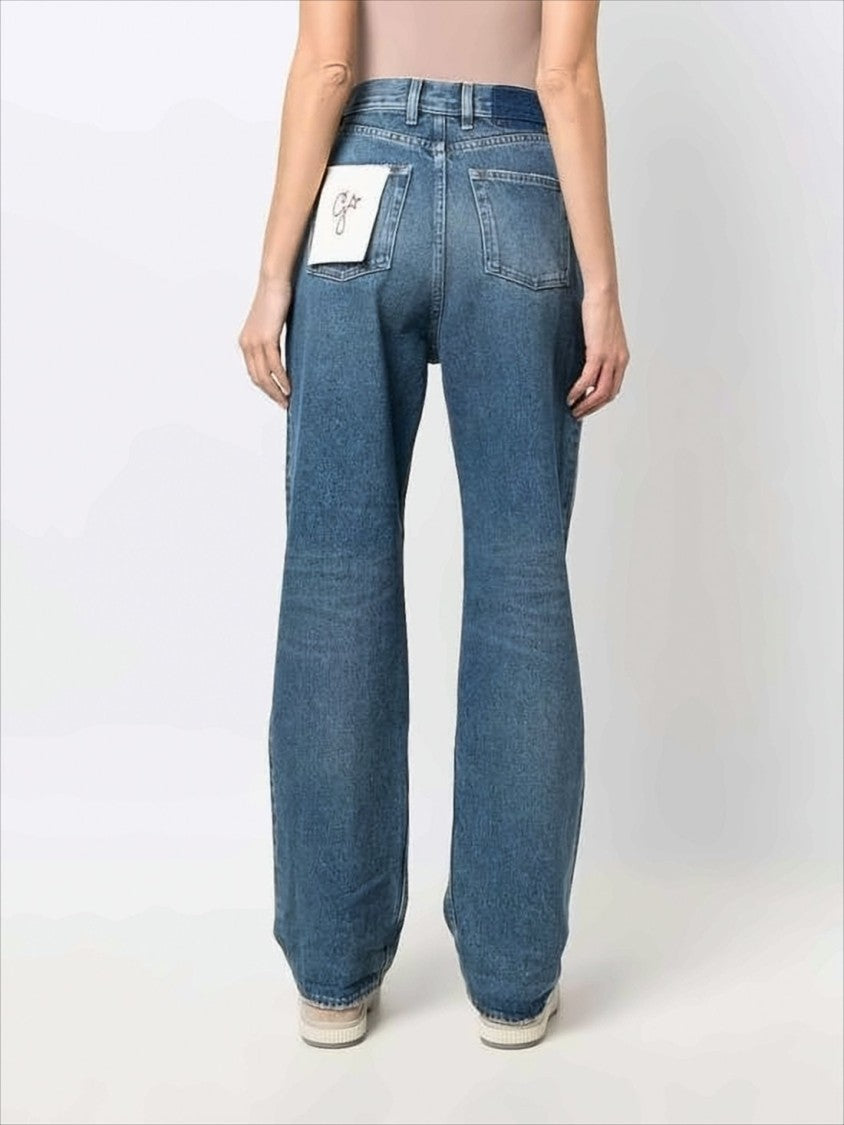 Straight-Leg Denim Pants With Star-Studded Detailing