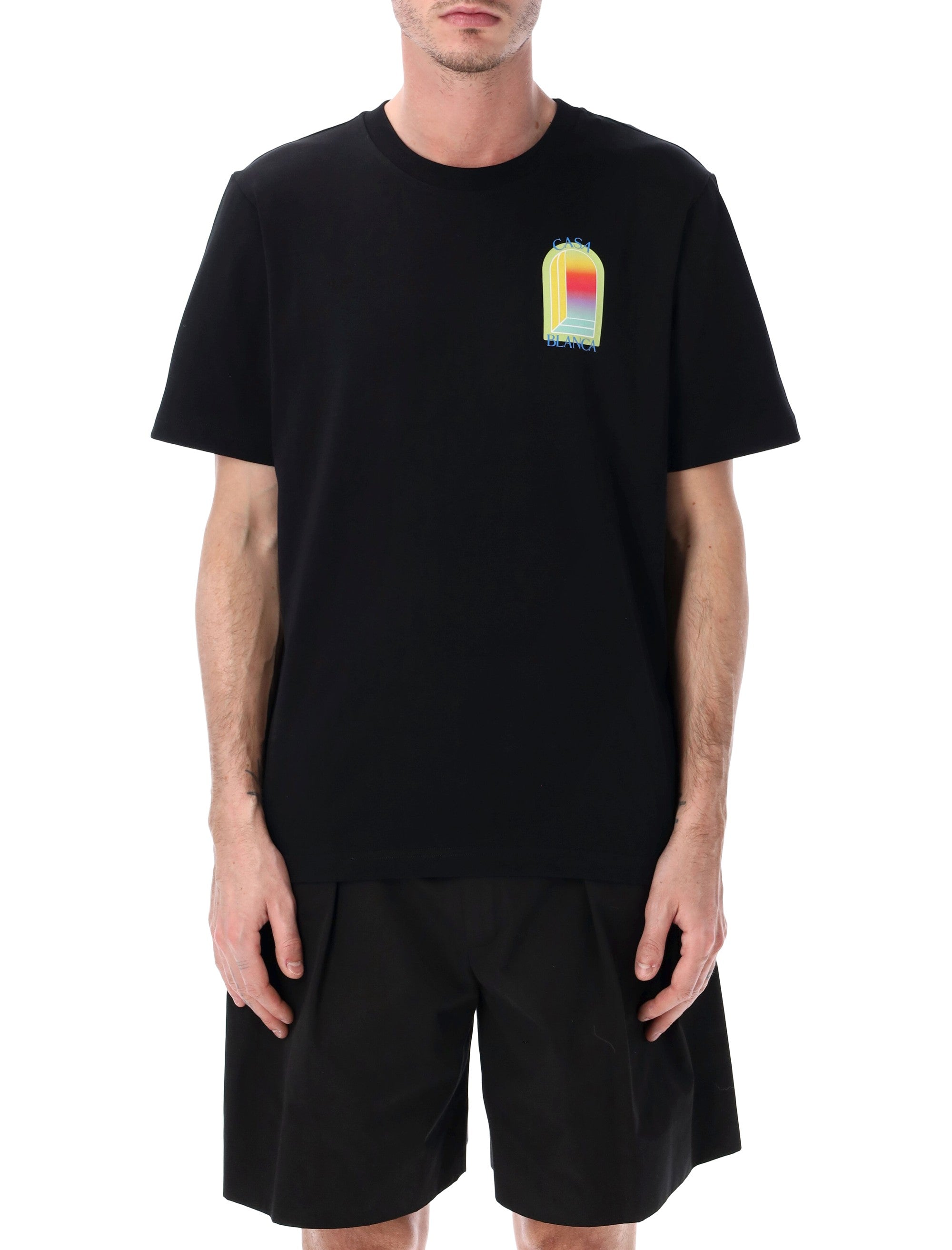 L’Arche Printed Lime & Yellow T-Shirt In Black