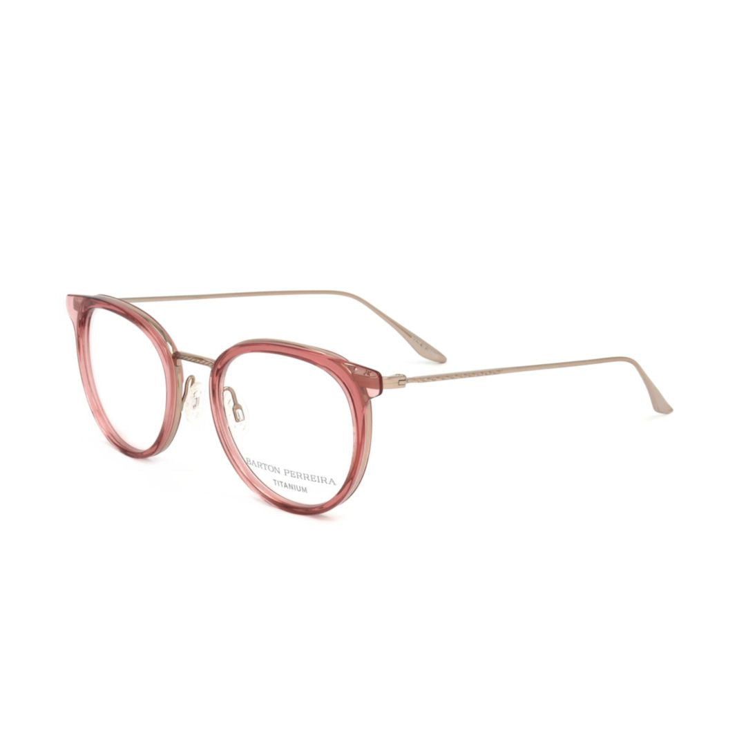 Bp5201 492kq Translucent Pink Rounded Frame Eyeglasses with Slim Metallic Temples