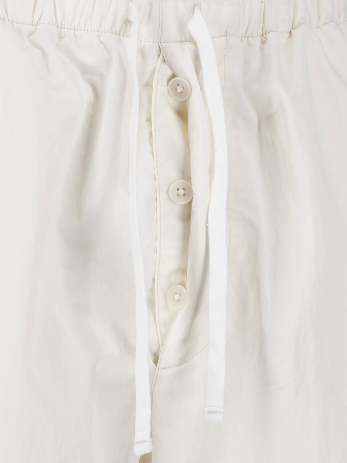 Cream Wide-Leg Mid-Rise Drawstring Trousers