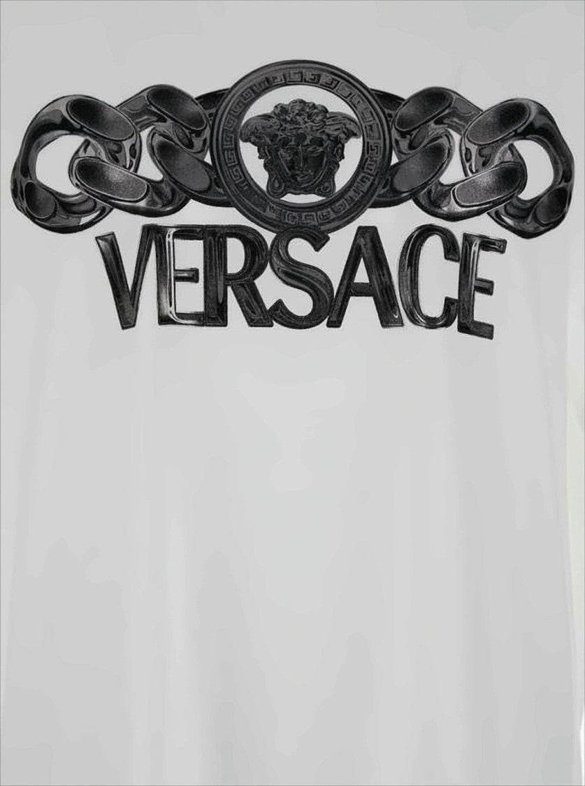 Short-Sleeved T-Shirt with Embossed Medusa Design