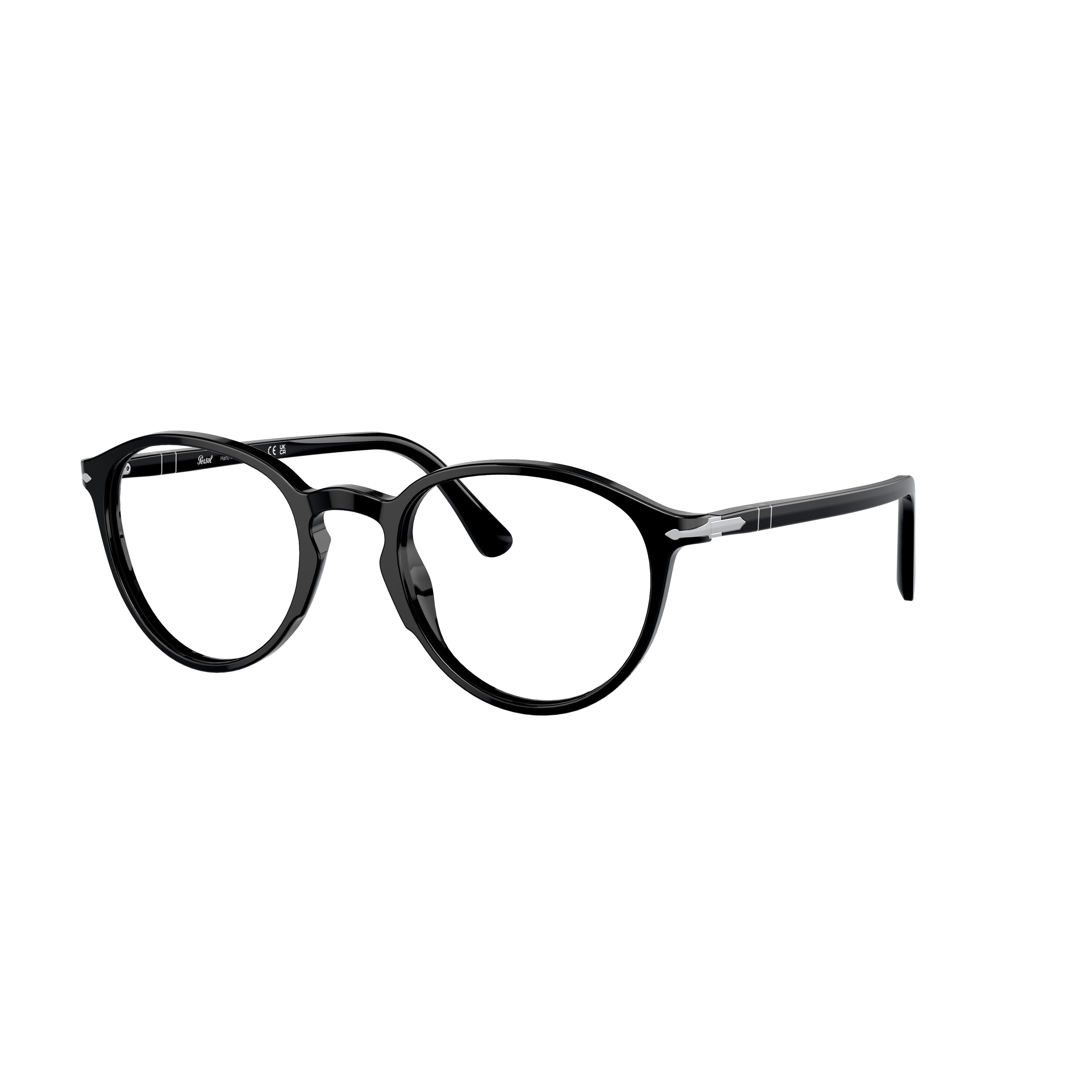 0po3218v Glossy Black Acetate Round Frame Eyeglasses